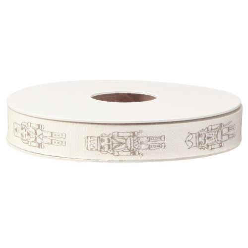 Prodotto Nastro decorativo schiaccianoci vintage color crema per confezioni regalo festive, larghezza 15 mm, lunghezza 20 m
