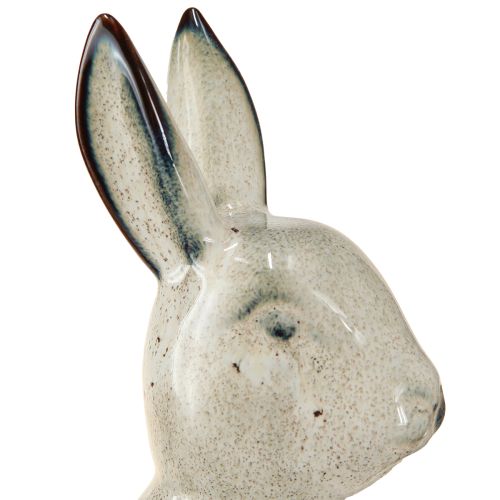 Floristik24 Figure di coniglio in ceramica grigio – Decorazione pasquale carina 2 pezzi 22 cm