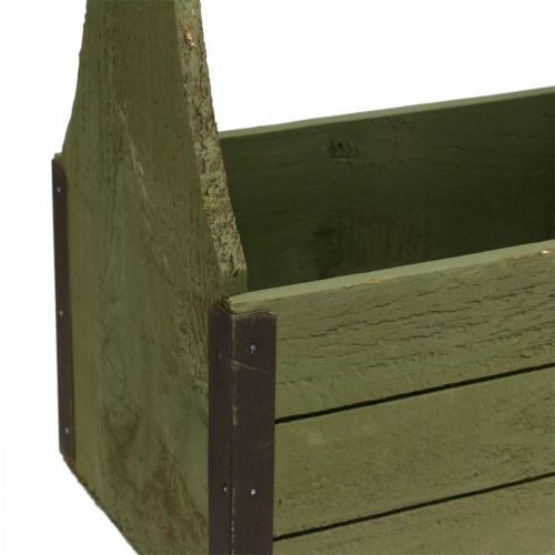 Floristik24 Cassetta per piante vintage Cassetta degli attrezzi in legno verde oliva 28×14×31 cm