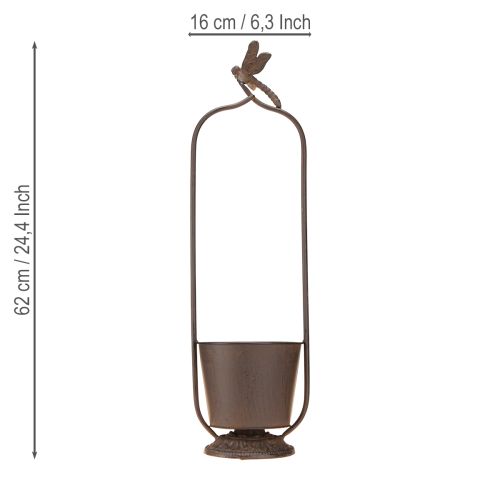 Prodotto Fioriera vintage con traliccio libellula in metallo Ø16/H62cm