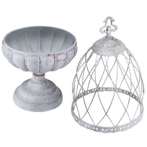 Prodotto Ciotola per trofei vintage decorazione in metallo gabbia per uccelli grigio 26×61cm