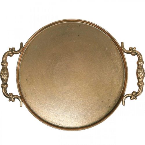 Floristik24 Vassoio vintage, vassoio decorativo dorato, portacandele H2cm Ø25/21cm set di 2