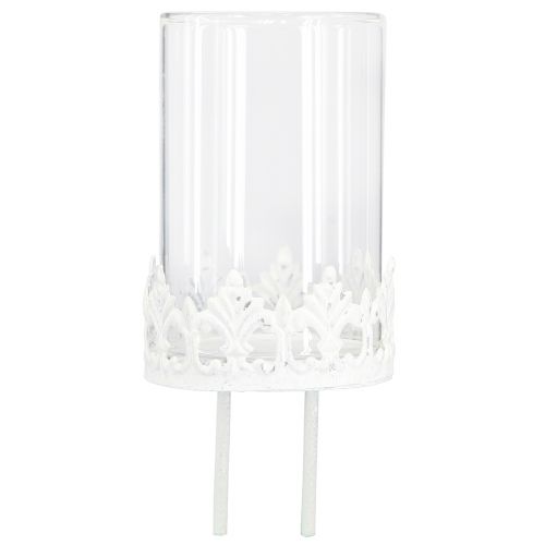 Floristik24 Portacandela vintage da collegare bianco Ø5,5 cm H8 cm 4 pezzi