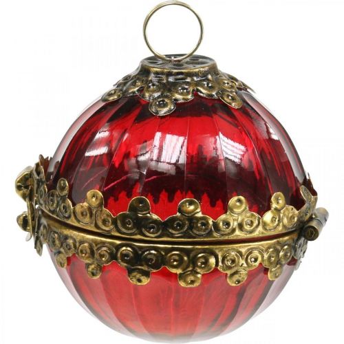 Floristik24 Palla di Natale vintage da aprire in vetro rosso dorato Ø8cm set di 2