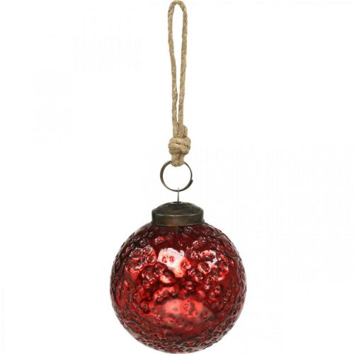 Floristik24 Palline di Natale vintage palle di albero di Natale in vetro rosse Ø8cm 4pz