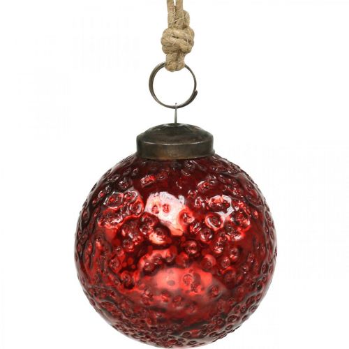 Floristik24 Palline di Natale vintage palle di albero di Natale in vetro rosse Ø8cm 4pz
