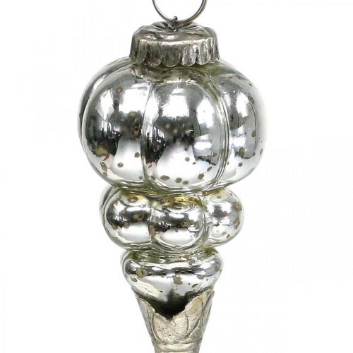 Floristik24 Ciondolo natalizio vintage gocce di vetro argento 20 cm 3 pezzi