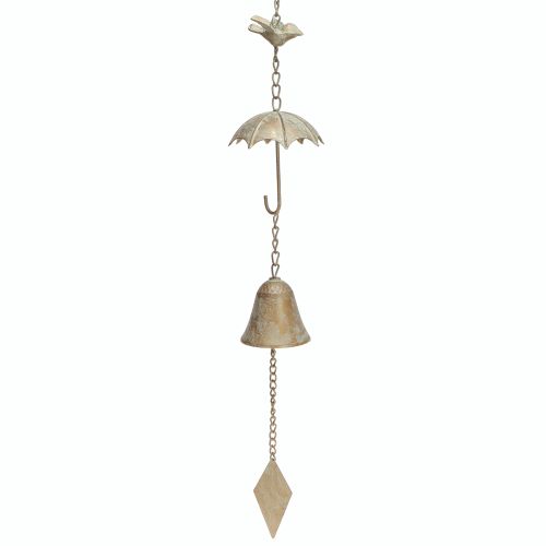 Decorazione in metallo con campanellino eolico vintage con ombrello e campana 70 cm