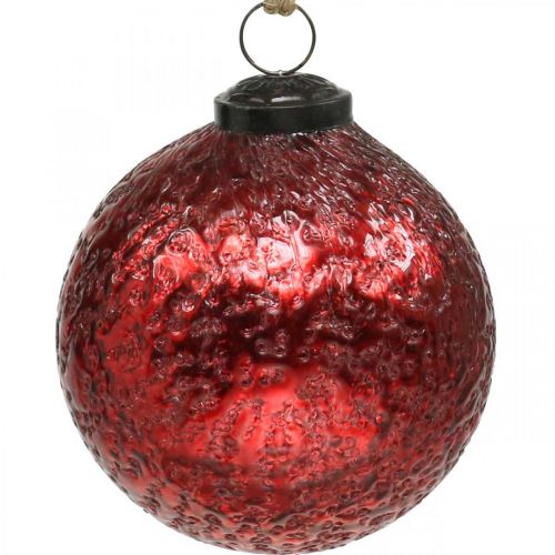 Floristik24 Palline di Natale vintage palle di albero di Natale in vetro rosse Ø10cm 2pz