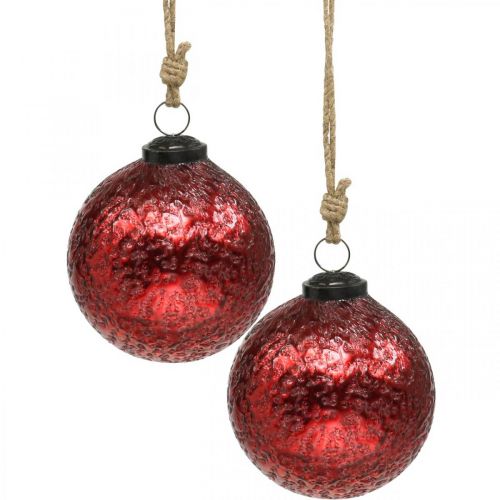 Floristik24 Palline di Natale vintage palle di albero di Natale in vetro rosse Ø10cm 2pz