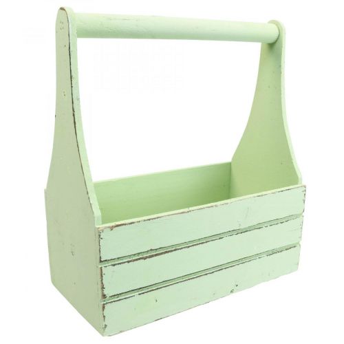 Fioriera vintage fioriera in legno verde 28×14×31cm