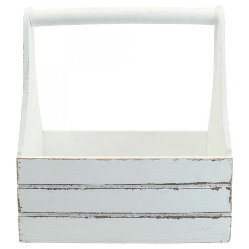 Floristik24 Fioriera vintage fioriera in legno bianca 28×14×31cm