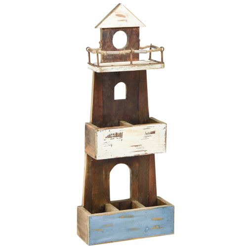 Mensola vintage faro decorativo in legno marittimo 30×11,5×75 cm