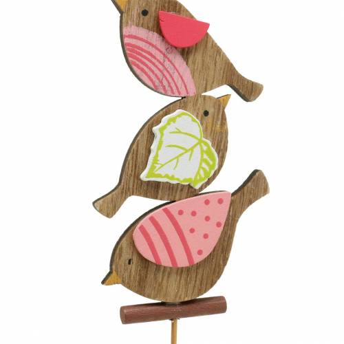 Uccelli decorativi primaverili con bastoncini in legno ordinati H10,5 cm 12 pezzi