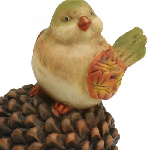 Tavolo decorativo autunnale, decorazione per uccelli, coni decorativi, figura di uccello H19cm