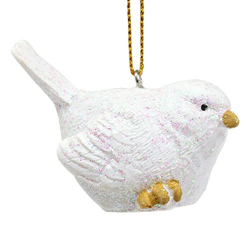 Floristik24 Uccello bianco con mica 5cm 3 pezzi