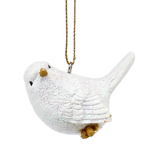 Floristik24 Uccello bianco con mica 5cm 3 pezzi