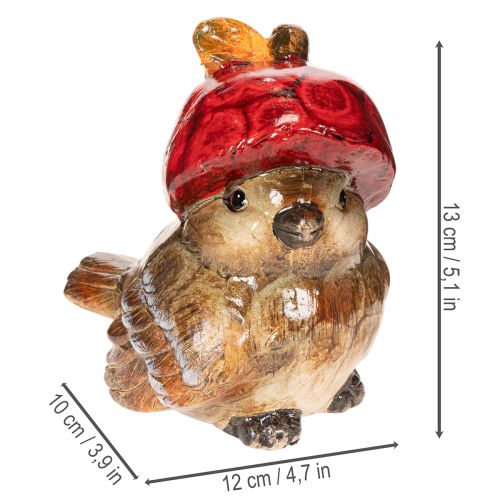 Statuetta decorativa di uccello con cappello di mela rossa, decorazione autunnale, 13 cm | Floristik24.it