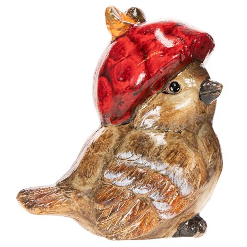 Statuetta decorativa di uccello con cappello di mela rossa, decorazione autunnale, 13 cm | Floristik24.it