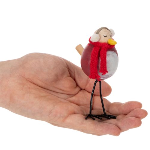 Statuetta decorativa di uccello con sciarpa, decorazione invernale, 11 cm, 4 pezzi | Floristik24.it