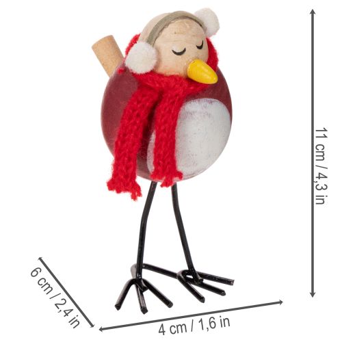 Statuetta decorativa di uccello con sciarpa, decorazione invernale, 11 cm, 4 pezzi | Floristik24.it