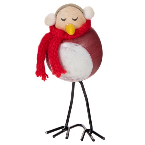 Statuetta decorativa di uccello con sciarpa, decorazione invernale, 11 cm, 4 pezzi | Floristik24.it