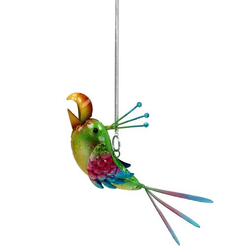 Uccello per appendere verde, rosa, blu 19,5 cm