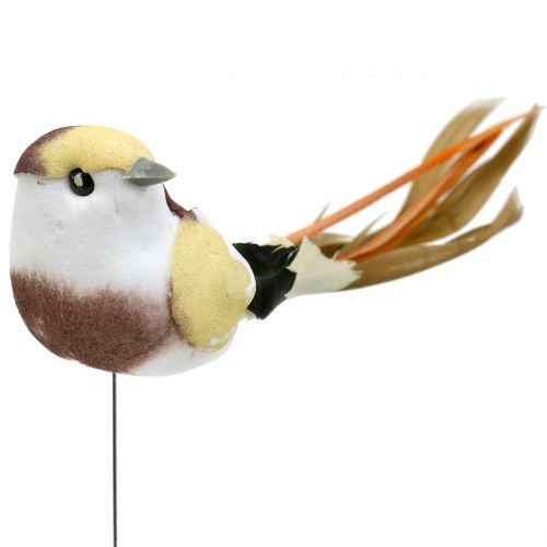 Floristik24 Uccello sul filo marrone / arancione 14 cm 12 pezzi