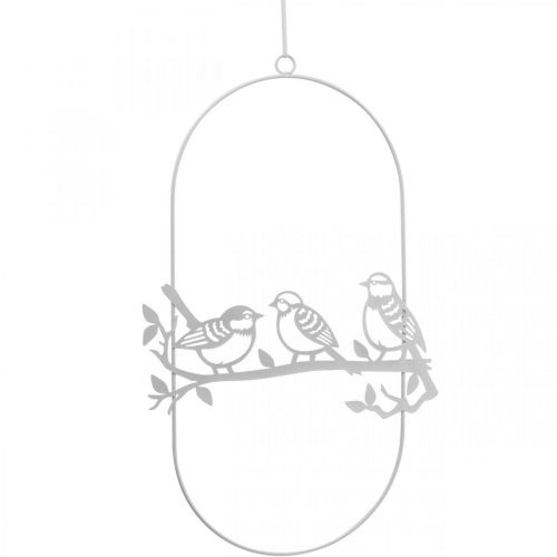 Uccello deco decorazione finestra primavera, metallo bianco H37,5 cm 2 pezzi