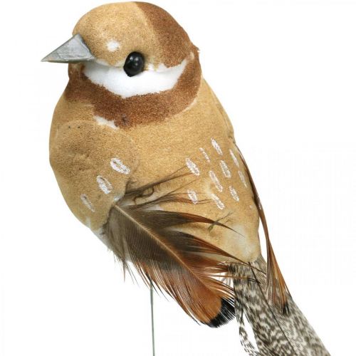 Prodotto Primavera, uccello sul filo, uccelli decorativi colori naturali H7,5 cm 12 pezzi