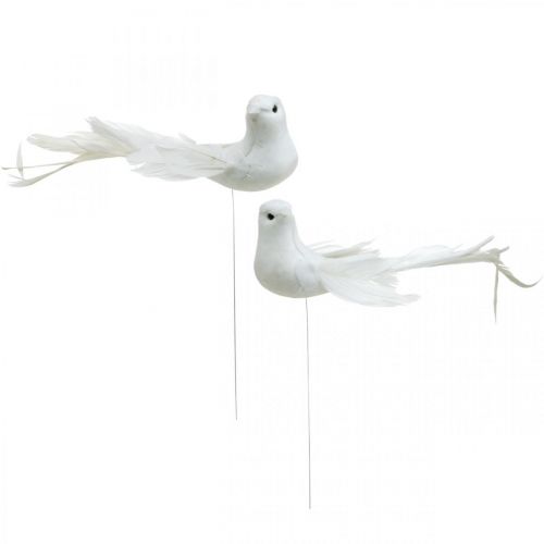 Prodotto Colombe bianche, matrimonio, colombe decorative, uccelli su filo H6cm 6pz