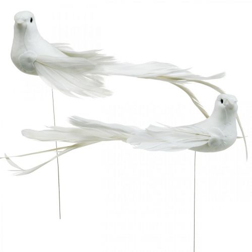 Colombe bianche, matrimonio, colombe decorative, uccelli su filo H6cm 6pz