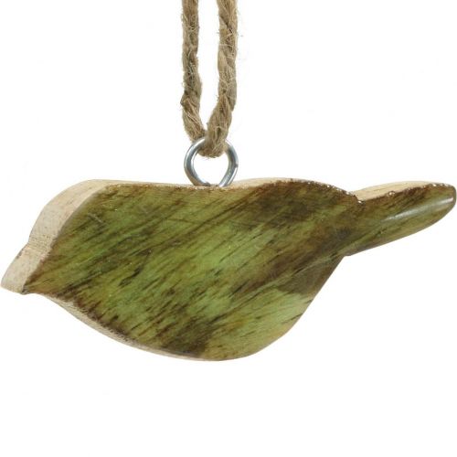 Floristik24 Uccelli da appendere, decorazione primaverile, appendiabiti in legno naturale, verde H4cm 6 pz
