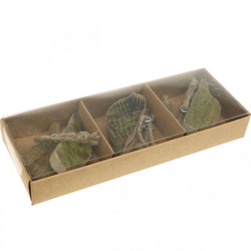 Floristik24 Uccelli da appendere, decorazione primaverile, appendiabiti in legno naturale, verde H4cm 6 pz
