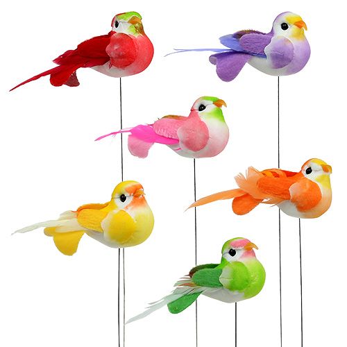 Floristik24 Uccello su una specie di filo colorato 7 cm 12 pezzi
