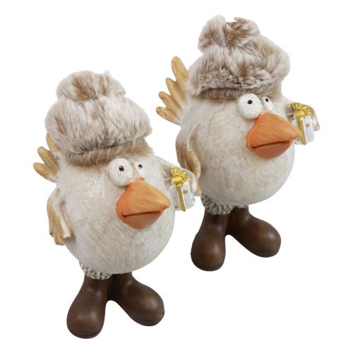Prodotto Figure natalizie uccello con cappello beige 11,5x8x14 cm 2 pezzi