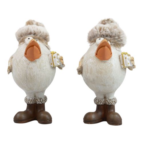 Prodotto Figure natalizie uccello con cappello beige 11,5x8x14 cm 2 pezzi