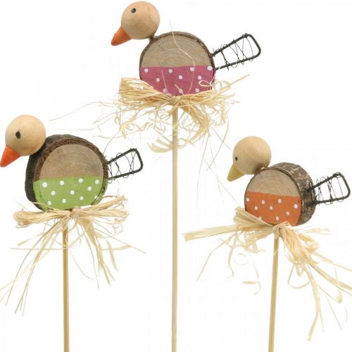 Prodotto Uccello Fiore Spina Legno Primavera Decorazione Uccello Decorativo su Bastoncino 8cm 12 Pz