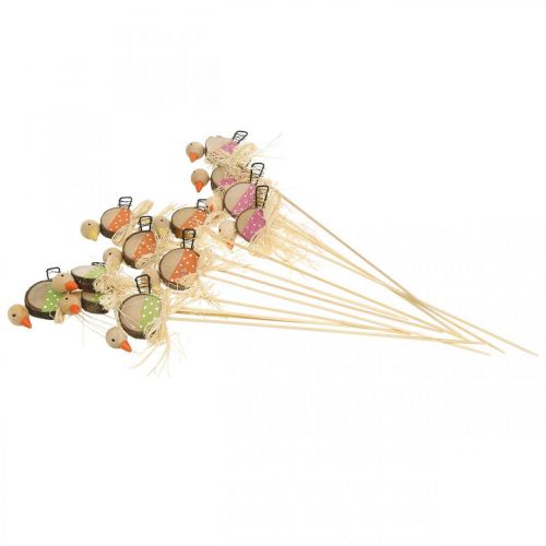 Prodotto Uccello Fiore Spina Legno Primavera Decorazione Uccello Decorativo su Bastoncino 8cm 12 Pz