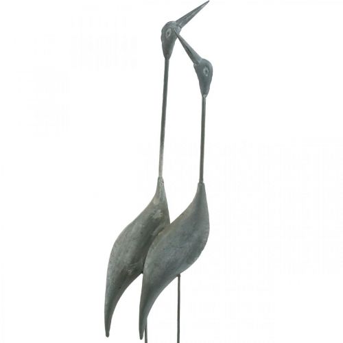 Floristik24 Coppia di uccelli, decoro in metallo, uccelli acquatici Argento, bianco lavato H74cm