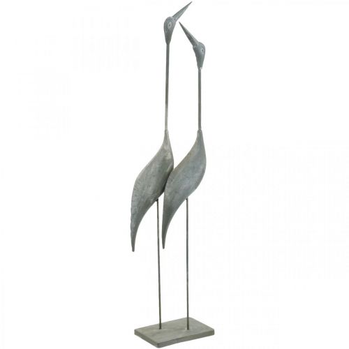 Floristik24 Coppia di uccelli, decoro in metallo, uccelli acquatici Argento, bianco lavato H74cm