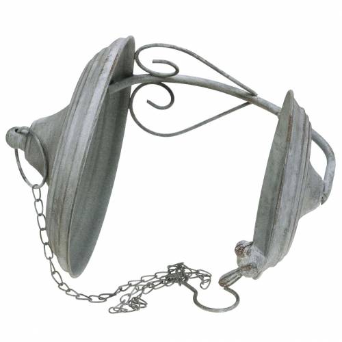 Floristik24 Mangiatoia per uccelli da appendere in metallo grigio, ruggine, lavato bianco Ø21cm H27cm