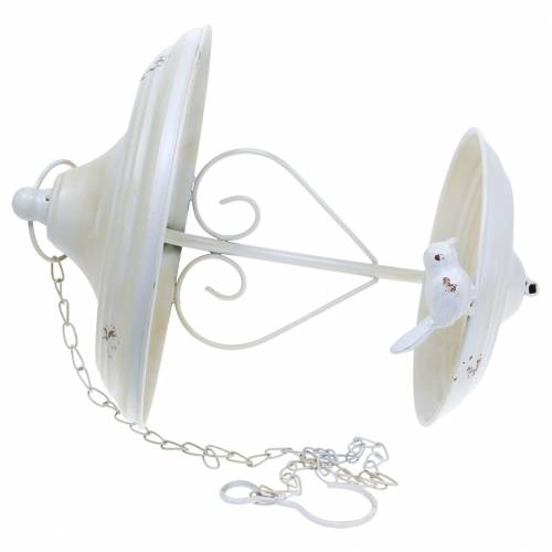 Floristik24 Mangiatoia per uccelli da appendere crema in metallo, griglia Ø21cm H27cm