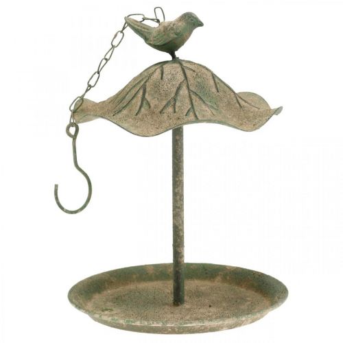 Floristik24 Vasca da bagno per uccelli da appendere in metallo Vasca da bagno per uccelli da giardino aspetto antico H28cm