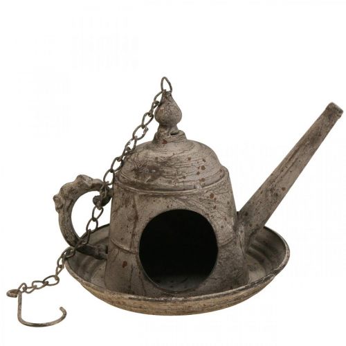 Floristik24 Casetta decorativa per uccelli Brocca decorativa vintage in metallo da appendere H51cm