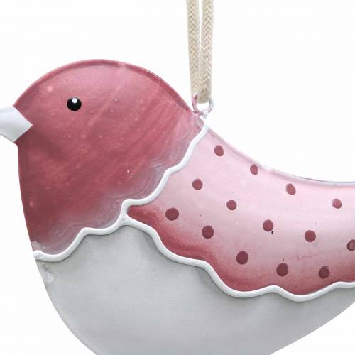 Floristik24 Uccellino da appendere bianco, rosa antico metallo assortito 9 cm 3 pezzi
