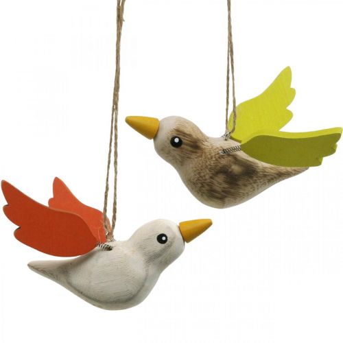 Floristik24 Deco uccelli in legno per appendere decorazioni a molla per uccelli 10,5 cm 6 pezzi