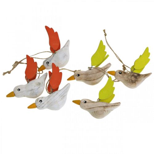 Floristik24 Deco uccelli in legno per appendere decorazioni a molla per uccelli 10,5 cm 6 pezzi