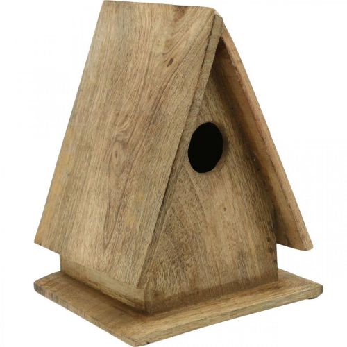 Casetta per uccelli decorativa, nido per legno naturale in piedi H21cm