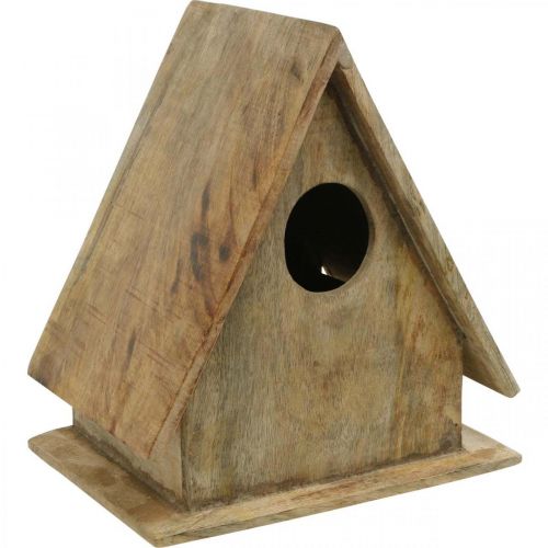 Casetta per uccelli in piedi, nido decorativo in legno naturale H29cm